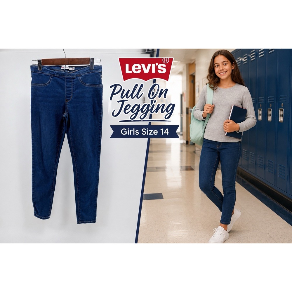 Levi's Pull On Jeggings Girls Size 14 Adj Waist Stretch Skinny Denim Jeans
